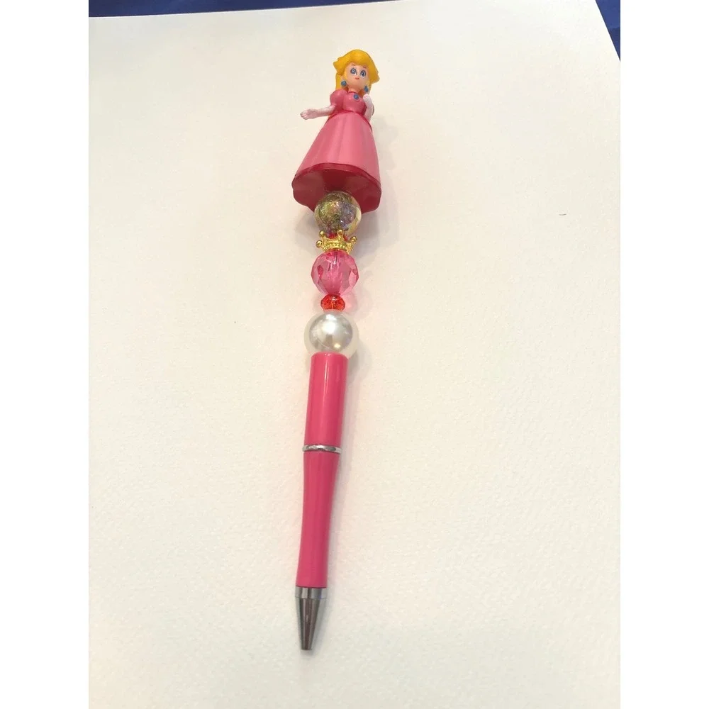 Princess Peach Beaded Pen Custom Nintendo Super Mario Pink Character Topper